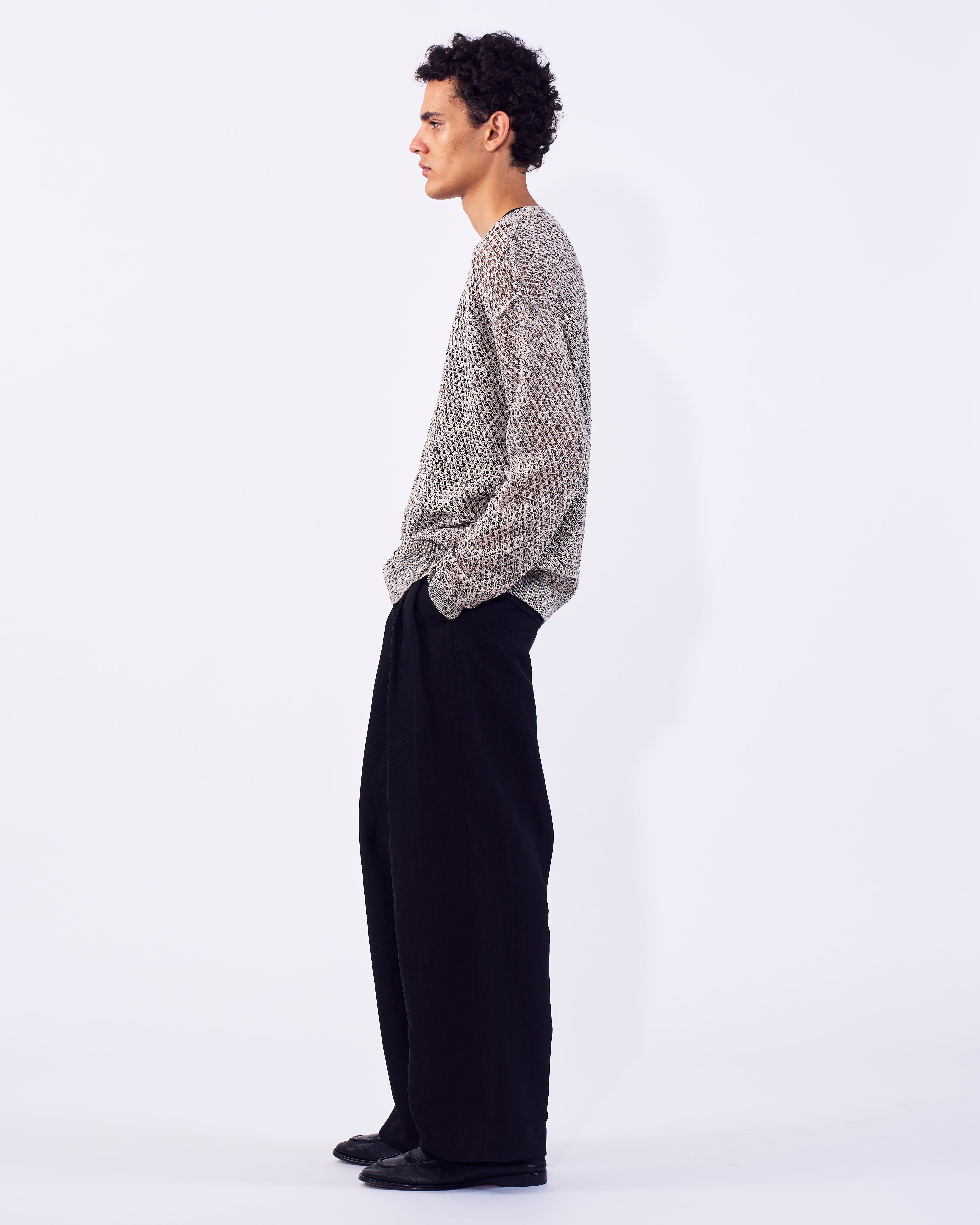 Mesh Knit Shirt Crewneck Sweater | YOKE Official Website