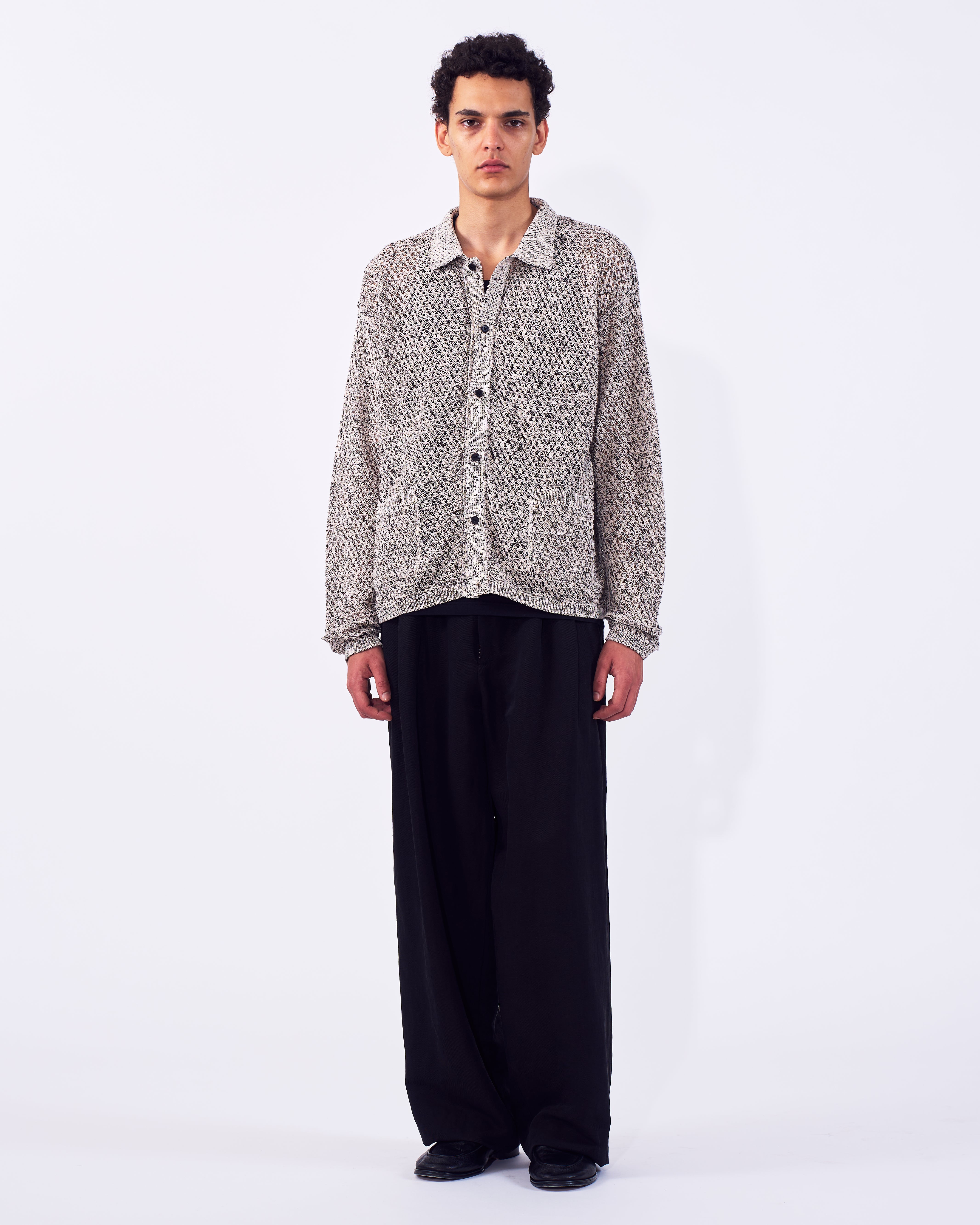 Mesh Knit Shirt Cardigan | YOKE Official Website