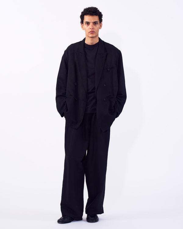 Linen Silk Kersey 3pleated Tapered Trousers