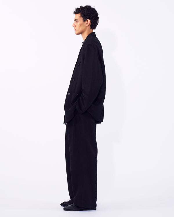 Linen Silk Kersey Double Breasted Blezer