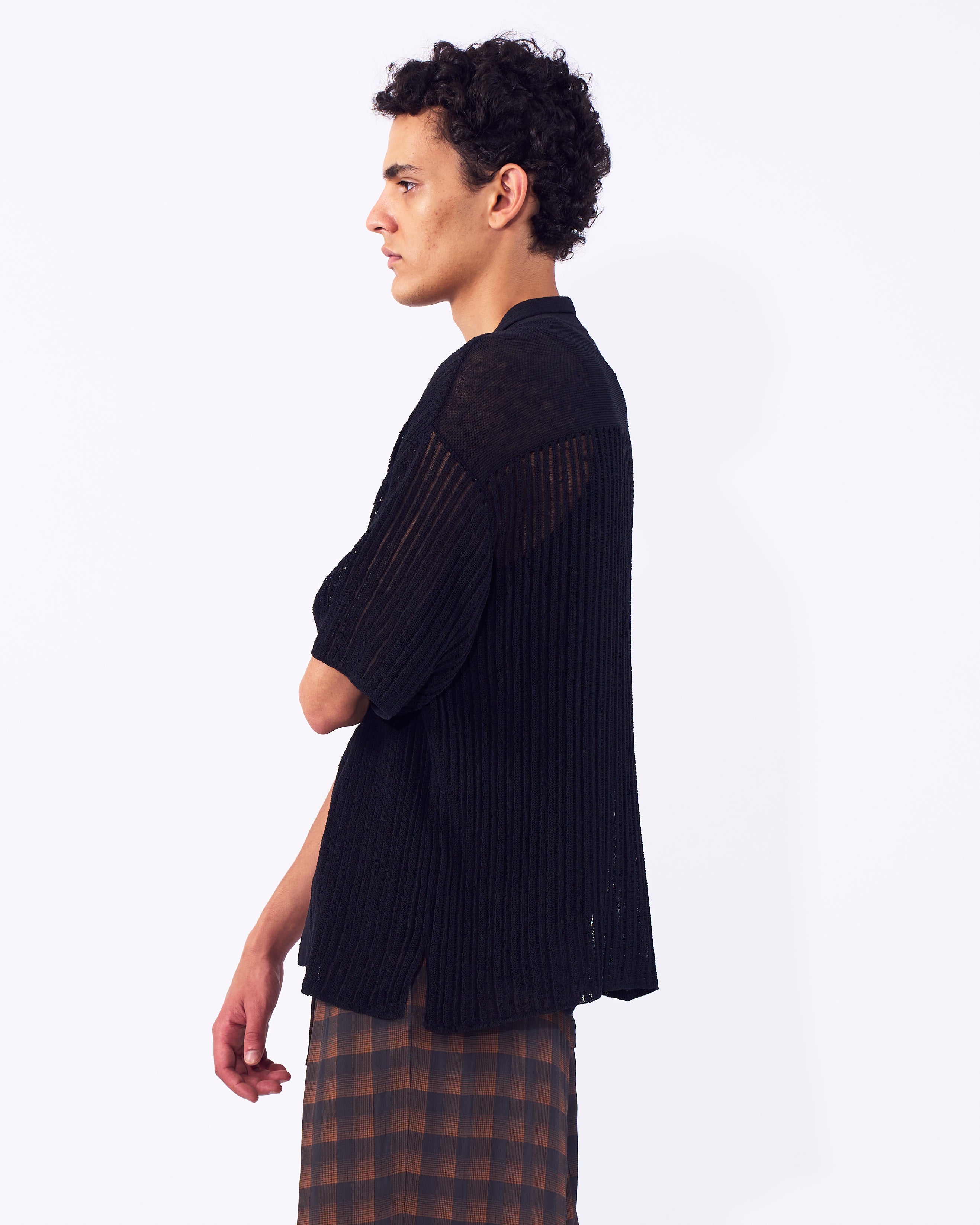 Rib Knit Sheer Shirt | YOKE Official Website
