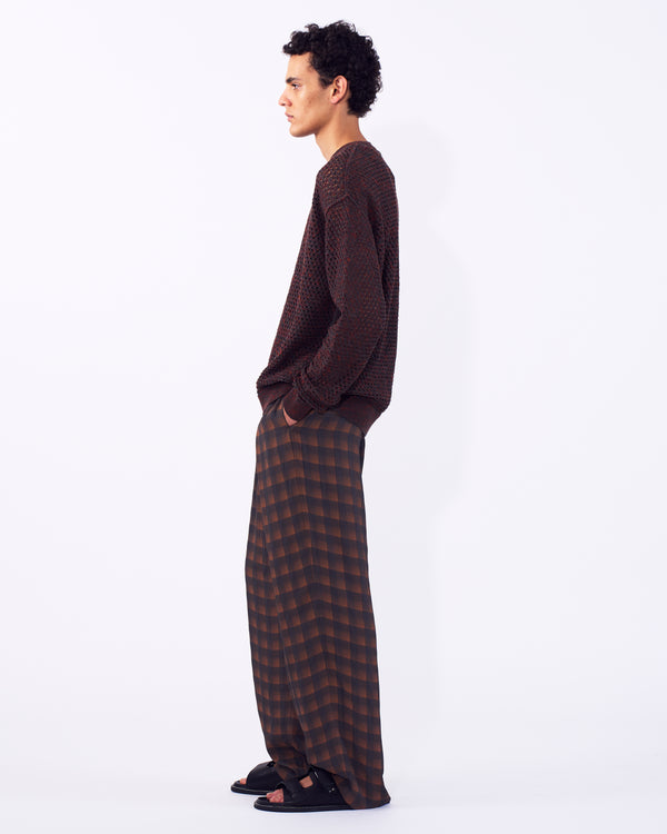 Cotton Mesh Knit Crewneck Sweater