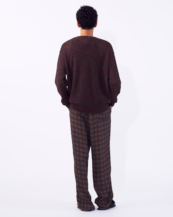 Cotton Mesh Knit Crewneck Sweater