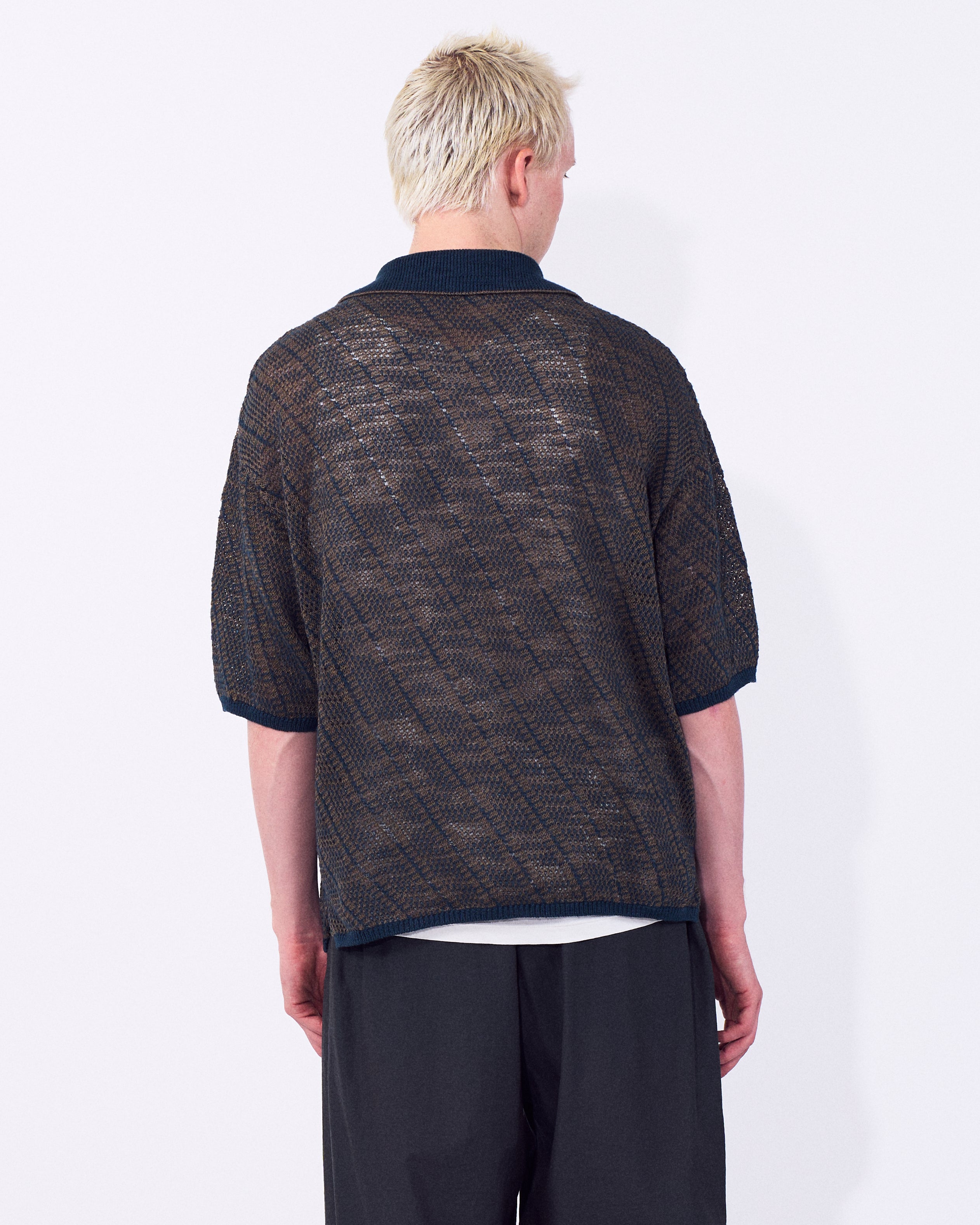 Cotton Mesh Knit Skipper Polo Shirt | YOKE Official Website