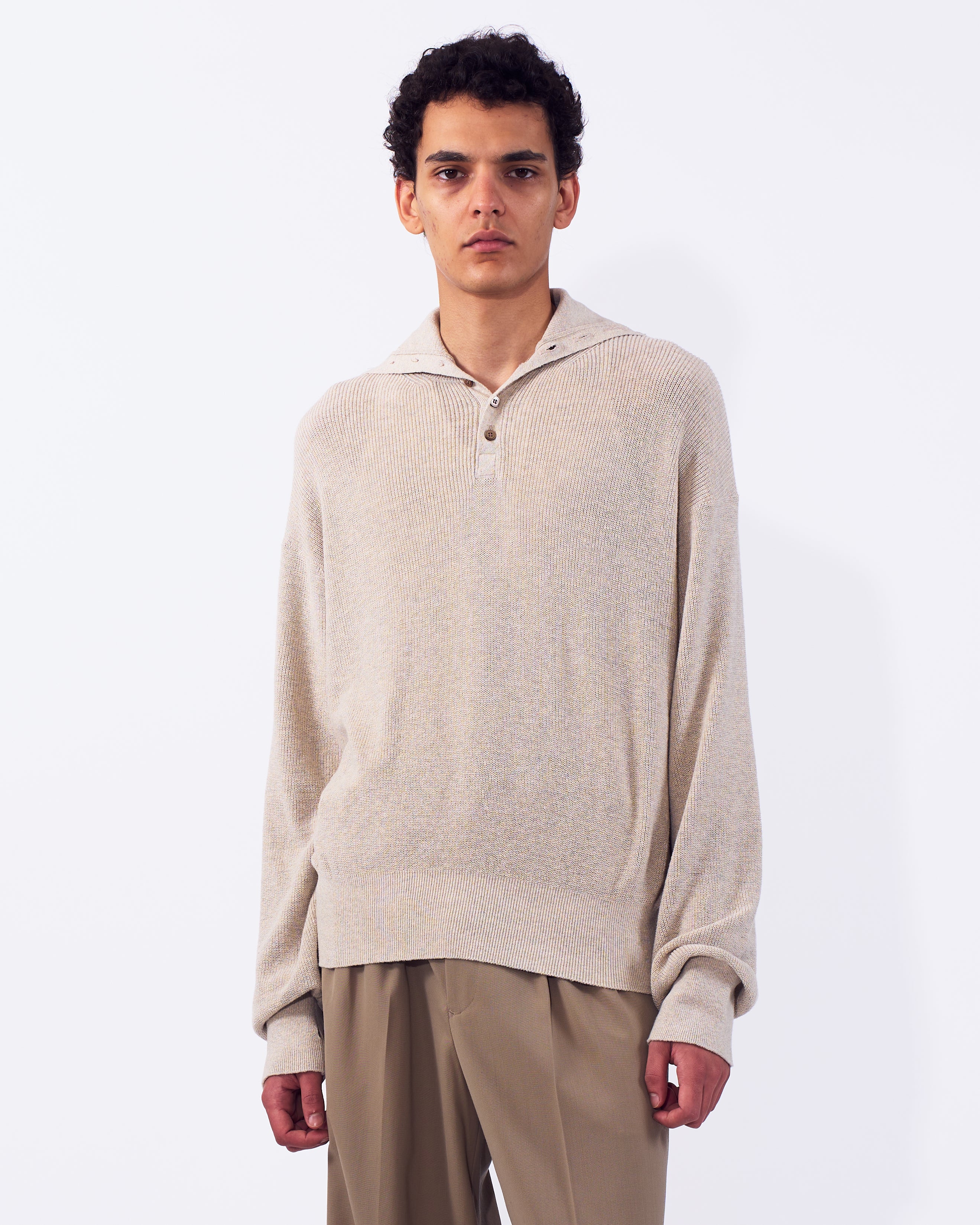 Highneck Henley Rib Sweater | YOKE Official Website