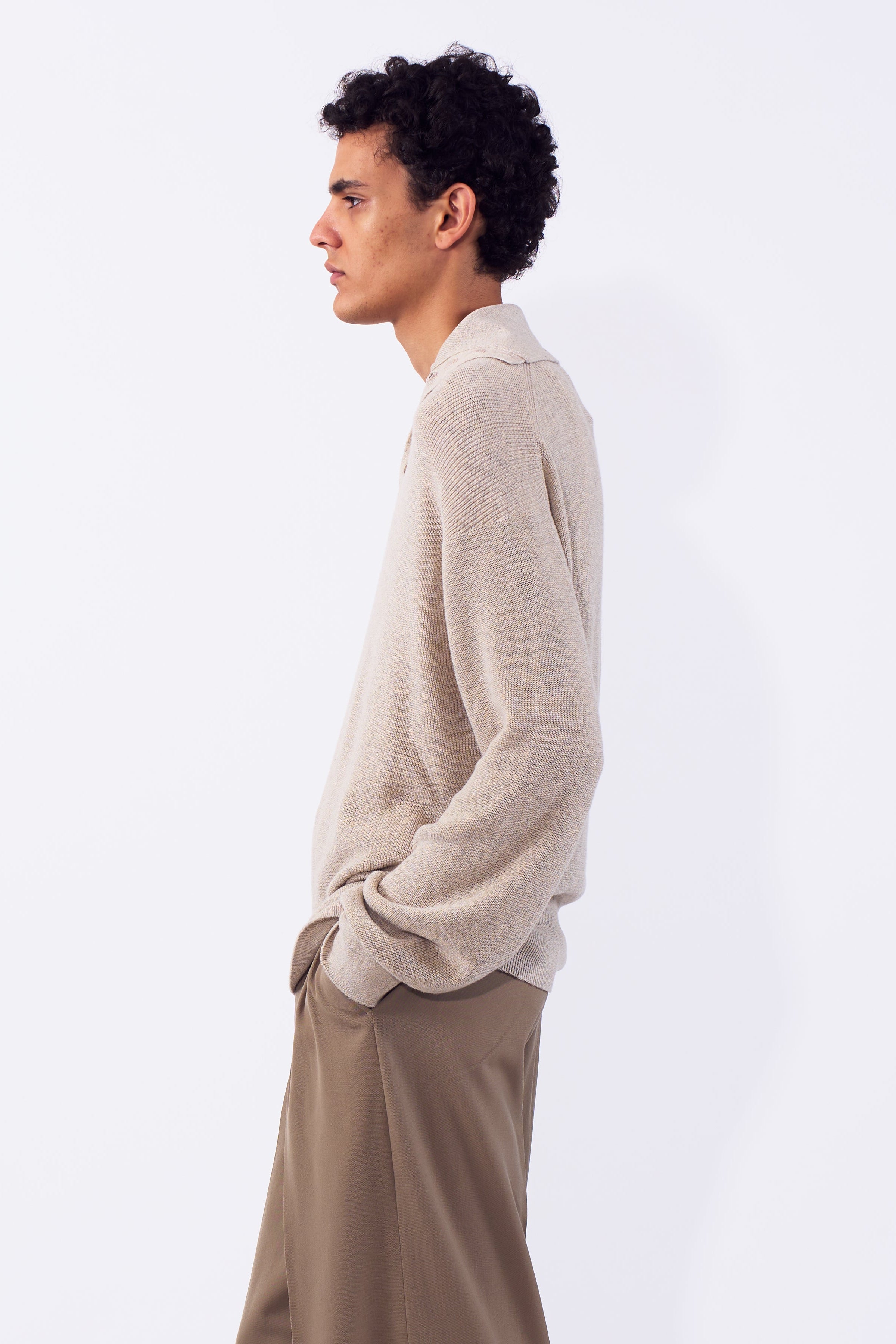 Highneck Henley Rib Sweater | YOKE Official Website