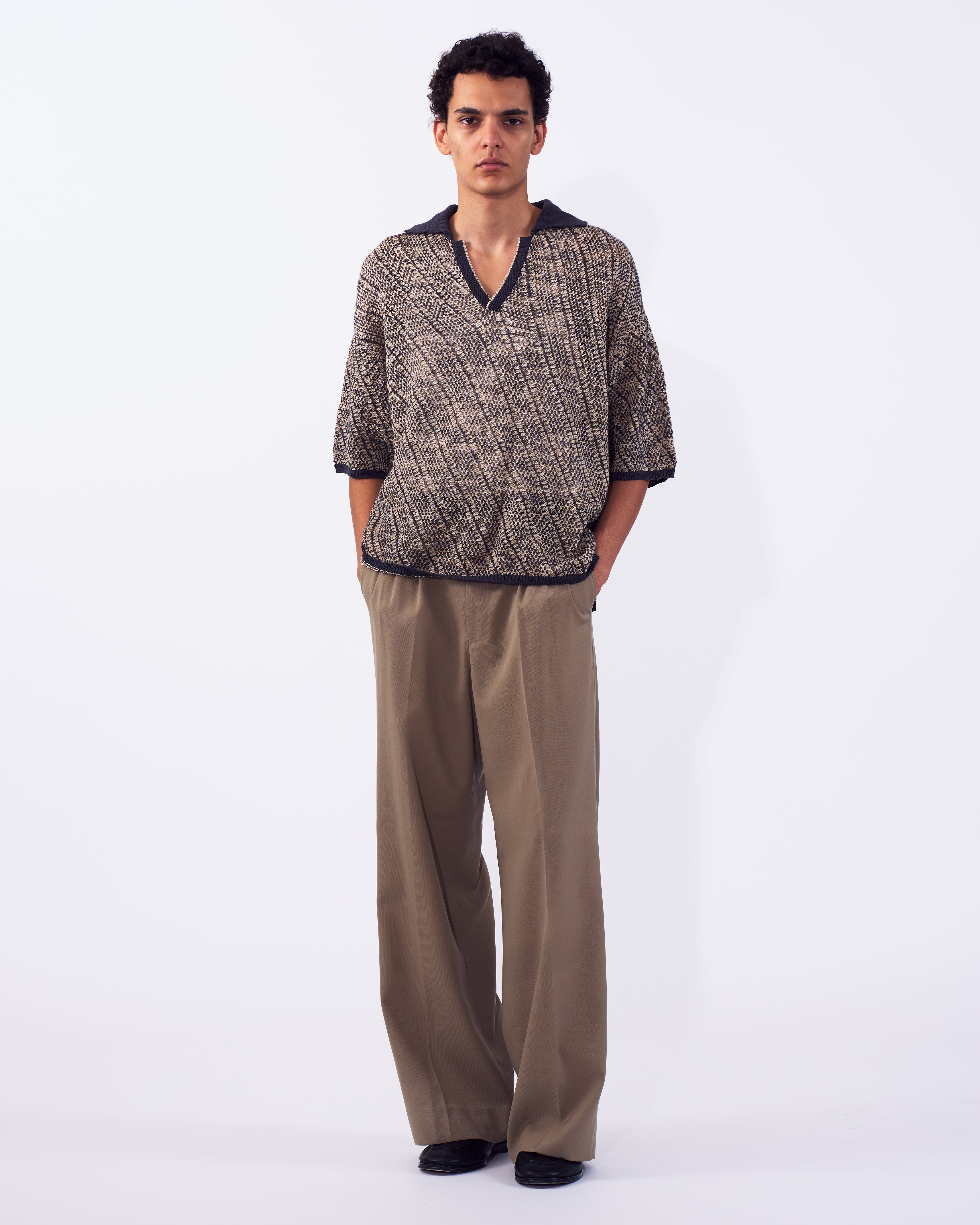 Diagonal Knit Skipper Shirt | YOKE Official Website
