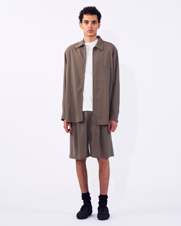 Wool Washer Tropical 2Pleated Easy Shorts