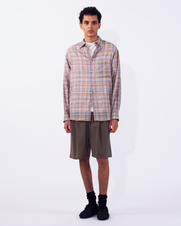 Printed Plaid Cotton Silk Twill Shirt