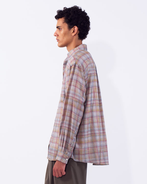 Printed Plaid Cotton Silk Twill Shirt