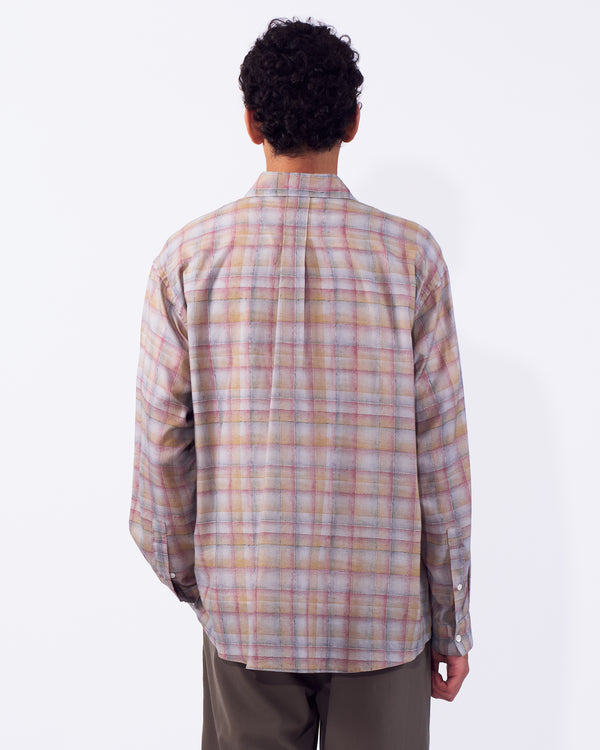 Printed Plaid Cotton Silk Twill Shirt