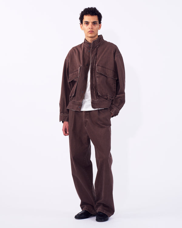 Suface Dyed Denim Stand Collar Blouson