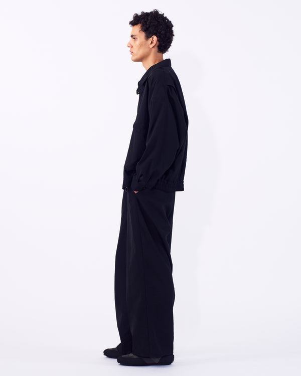 Wool Nylon Front Flat 1Pleated Easy Trousers