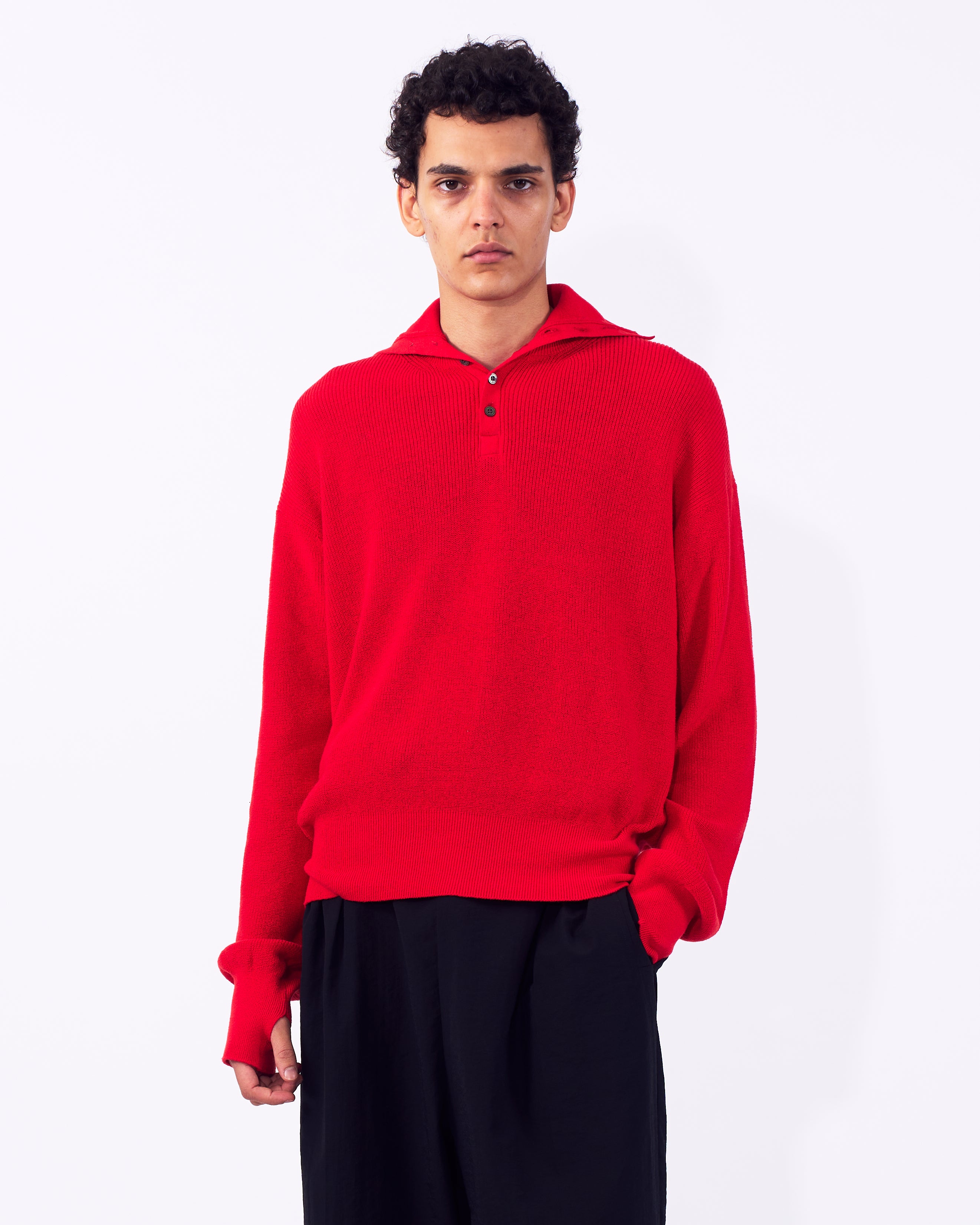 Highneck Henley Rib Sweater | YOKE Official Website