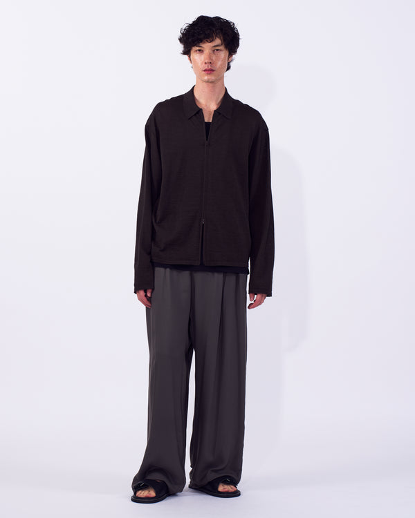 Ramie Wool Zip Knit Shirt