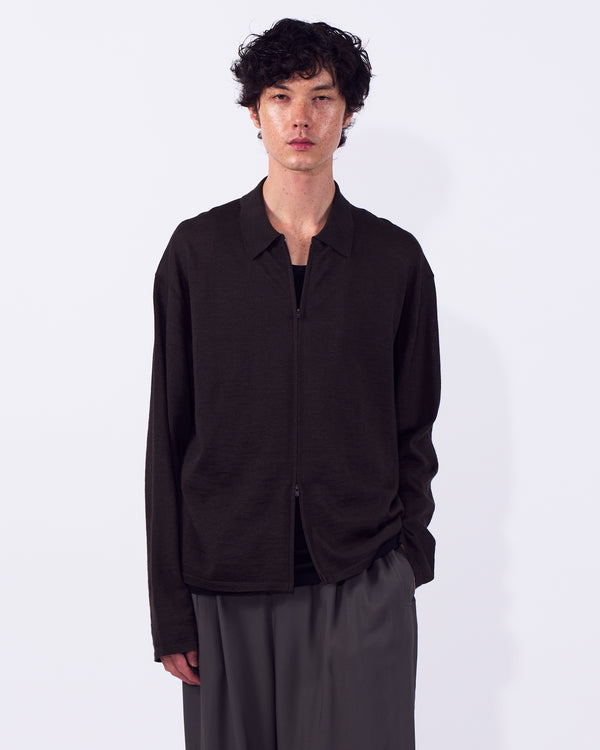 Ramie Wool Zip Knit Shirt