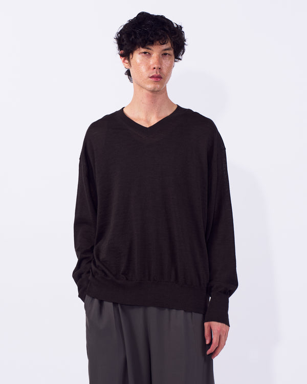 Ramie Wool V-neck Sweater