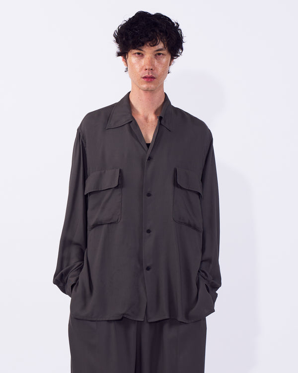 Modal Twill Double Pocket Open Collar Shirt
