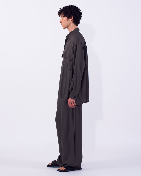 Modal Twill Front Flat 1pleated Easy Trousers