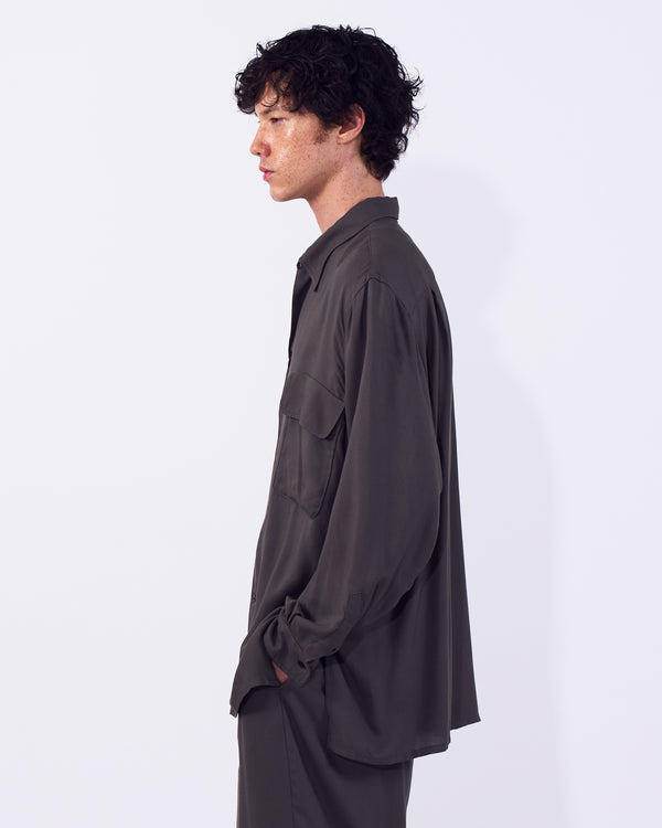 Modal Twill Double Pocket Open Collar Shirt