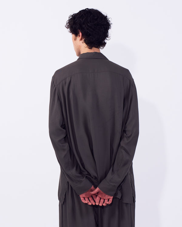 Modal Twill Double Pocket Open Collar Shirt