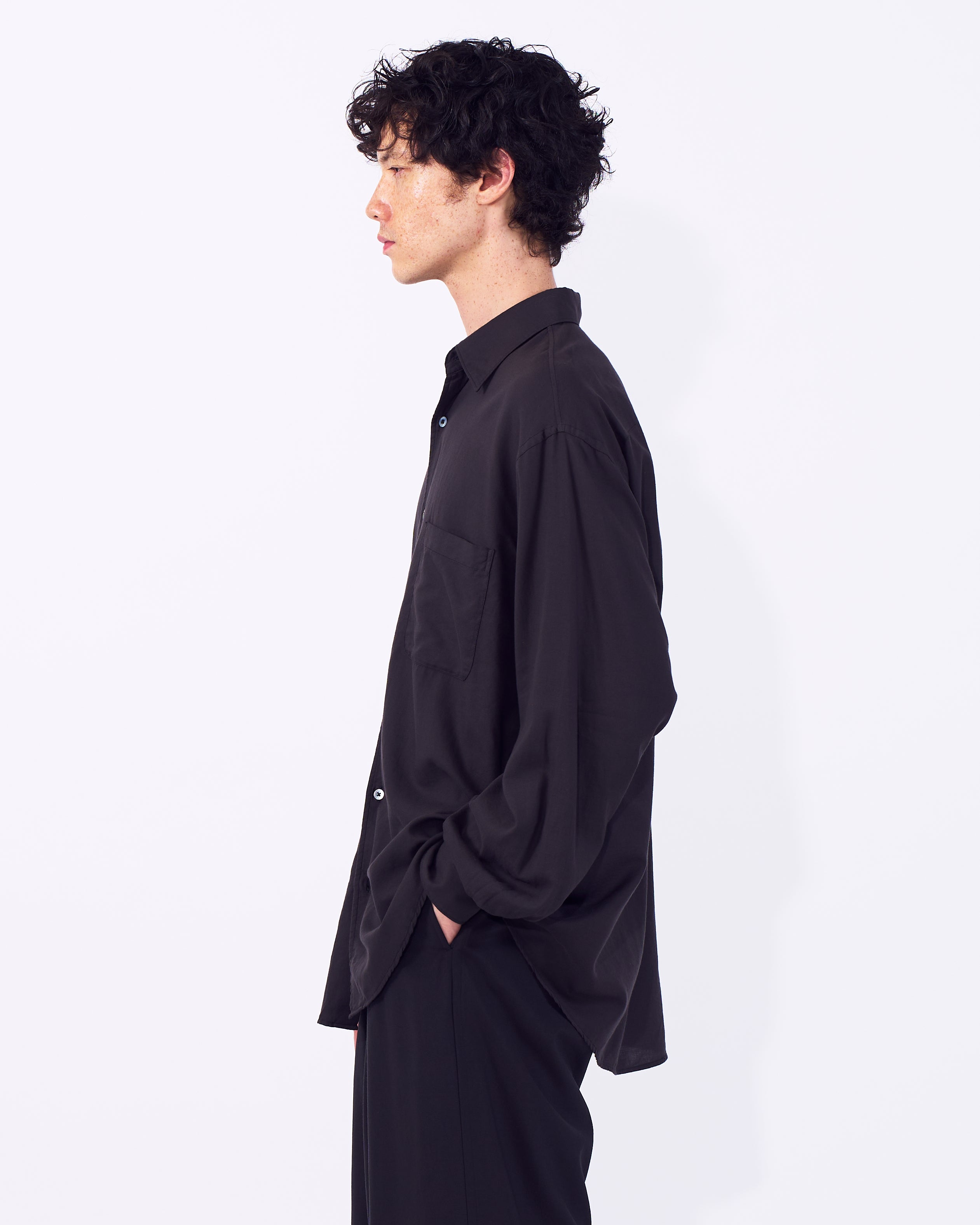 Cotton Silk Twill Garment-dyed Loosed Shirt | YOKE Official Website