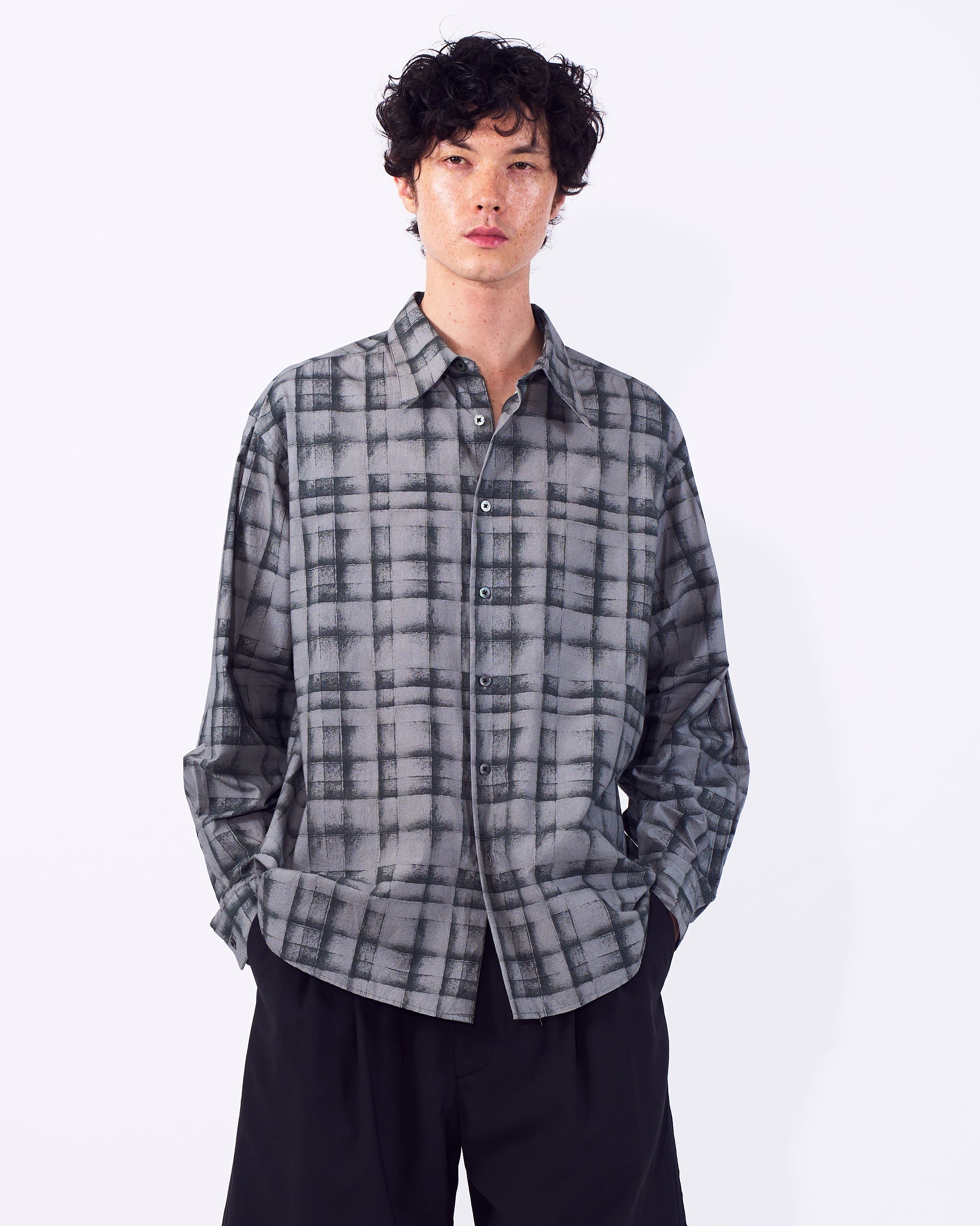 Plaid Cotton Typewriter Loose Fit Shirt | YOKE Official Website