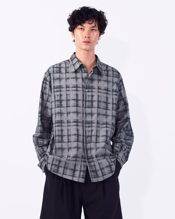 Plaid Cotton Typewriter Loose Fit Shirt