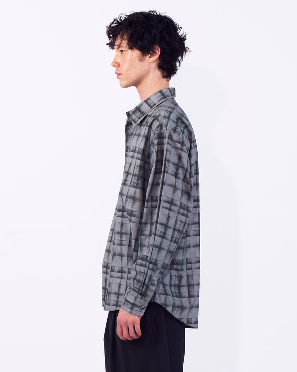 Plaid Cotton Typewriter Loose Fit Shirt