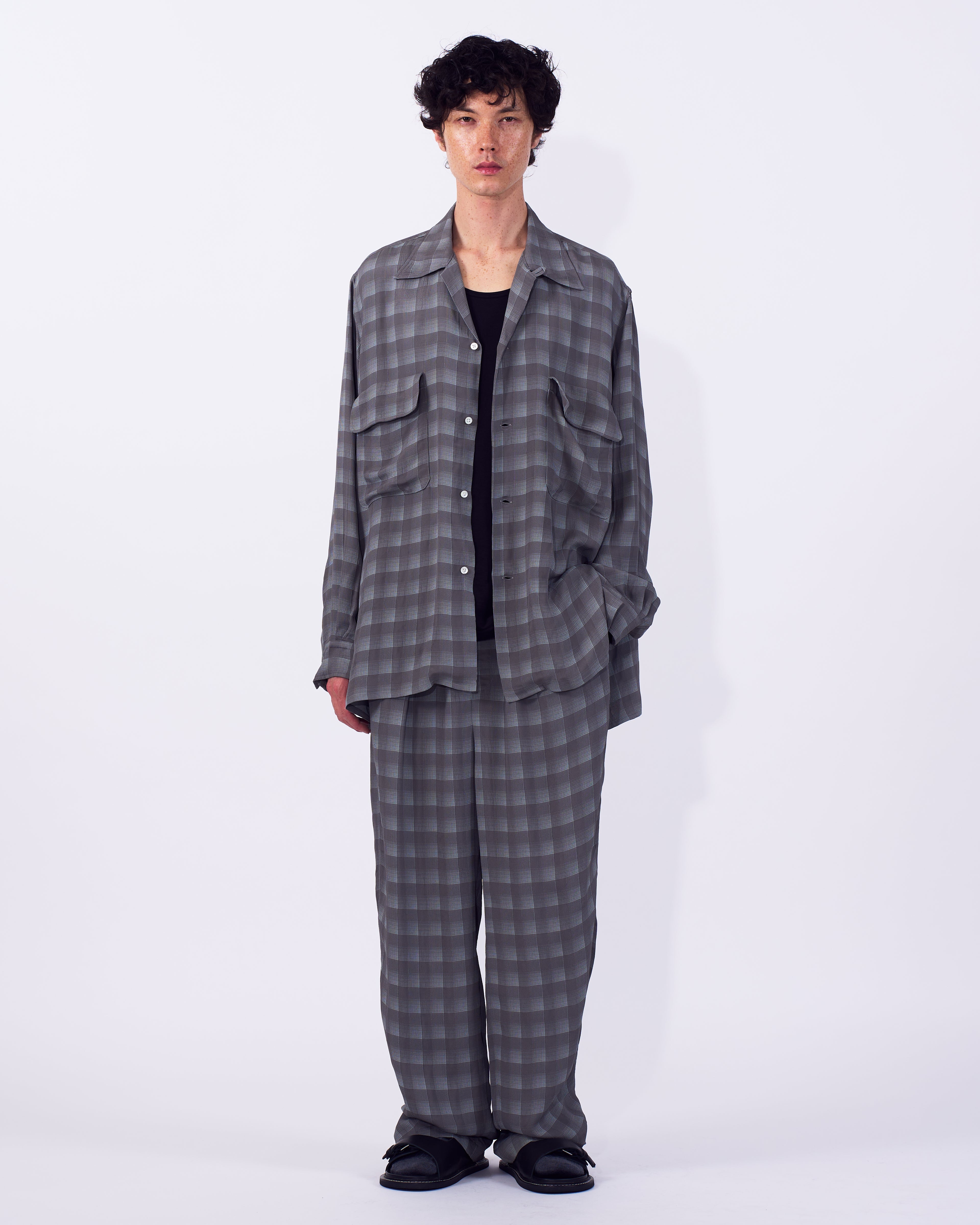 Jacqard Plaid 1pleated Easy Pants | YOKE Official Website