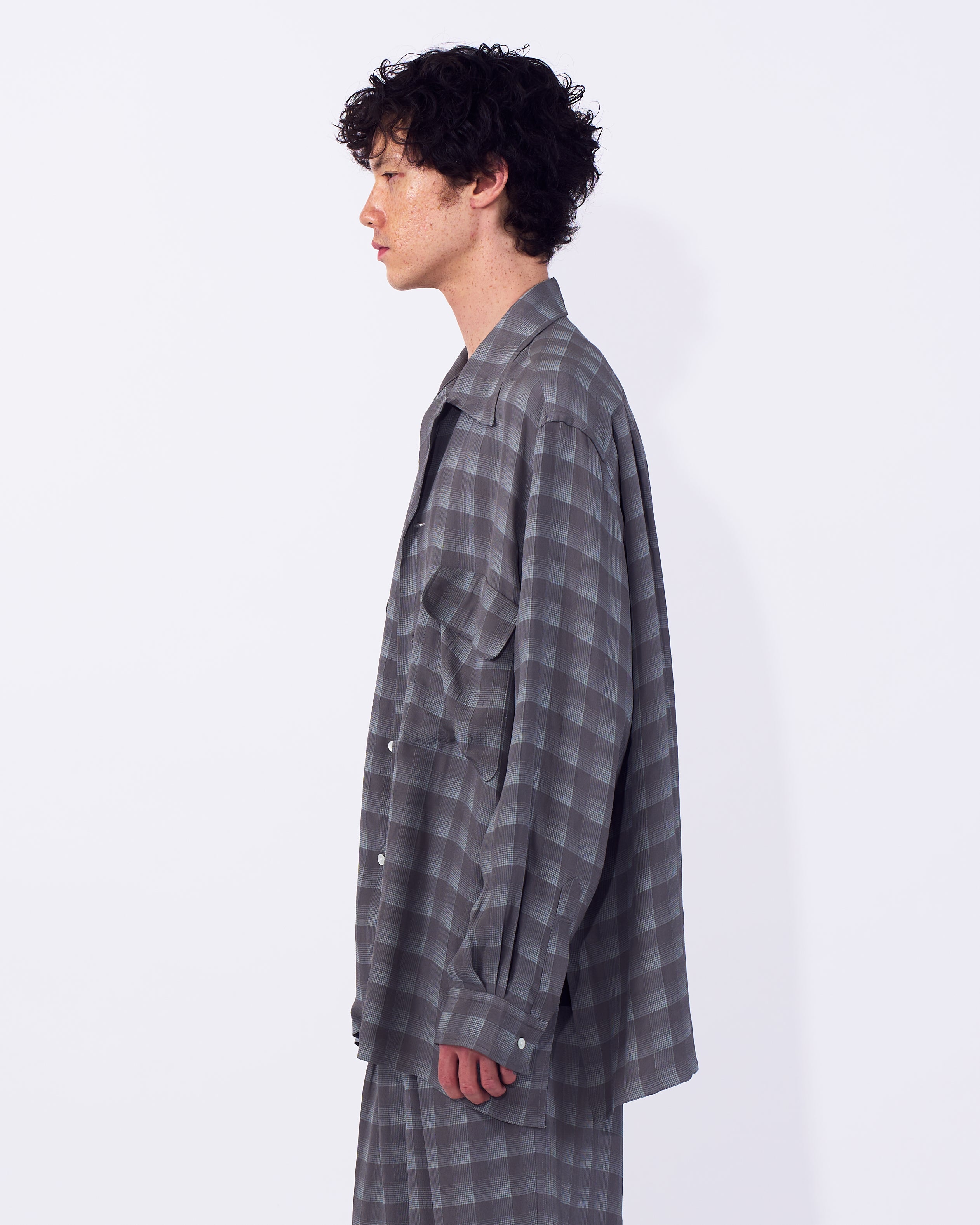 Jacqard Plaid Open Collar Shirt | YOKE Official Website