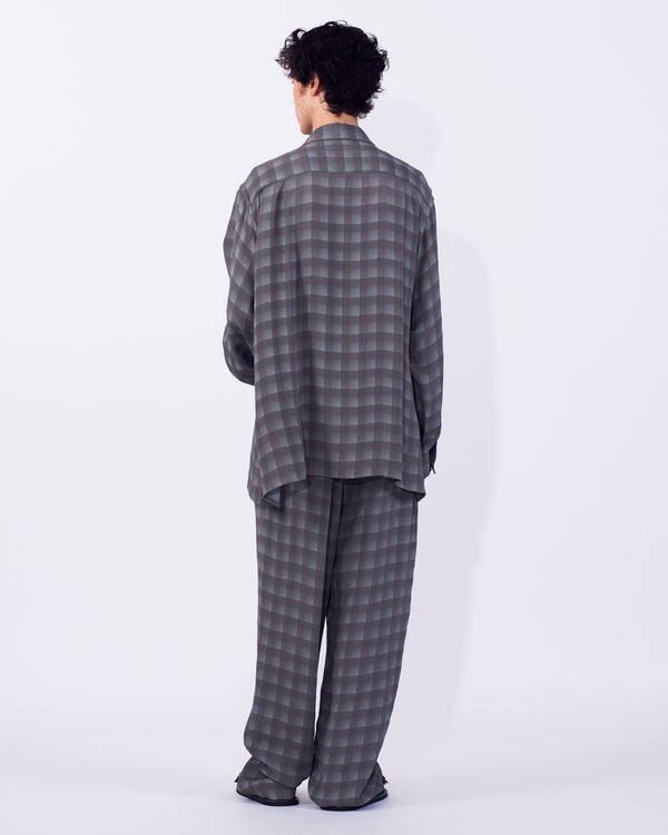 Rayon Acetate Jacqard Plaid 1pleated Easy Pants