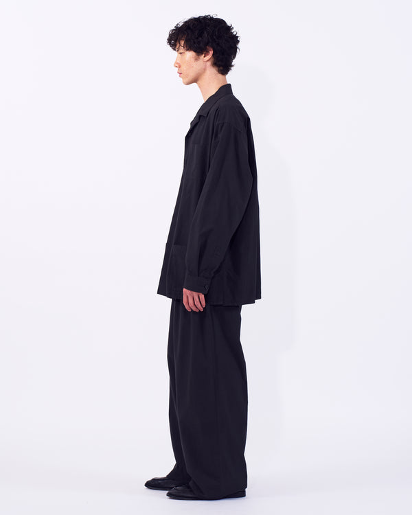 Cotton Typewriter Garment-dyed 3pleated Tapered Trousers