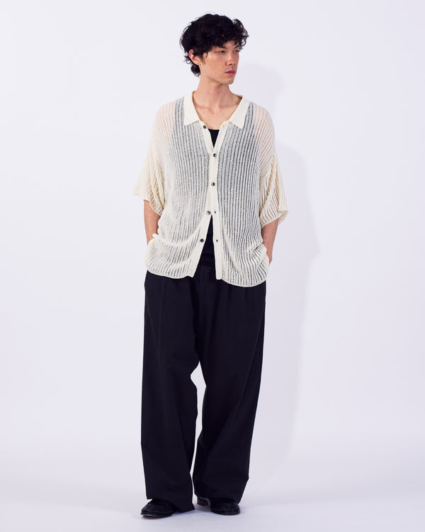 Cotton Nylon Hard Twist Rib Knit Sheer Shirt