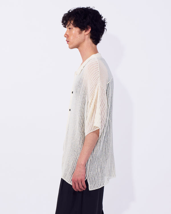 Cotton Nylon Hard Twist Rib Knit Sheer Shirt