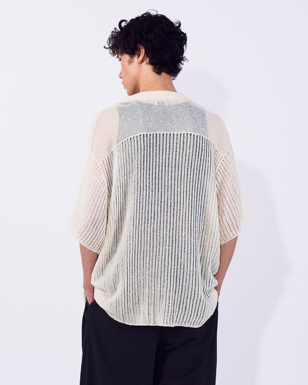 Cotton Nylon Hard Twist Rib Knit Sheer Shirt