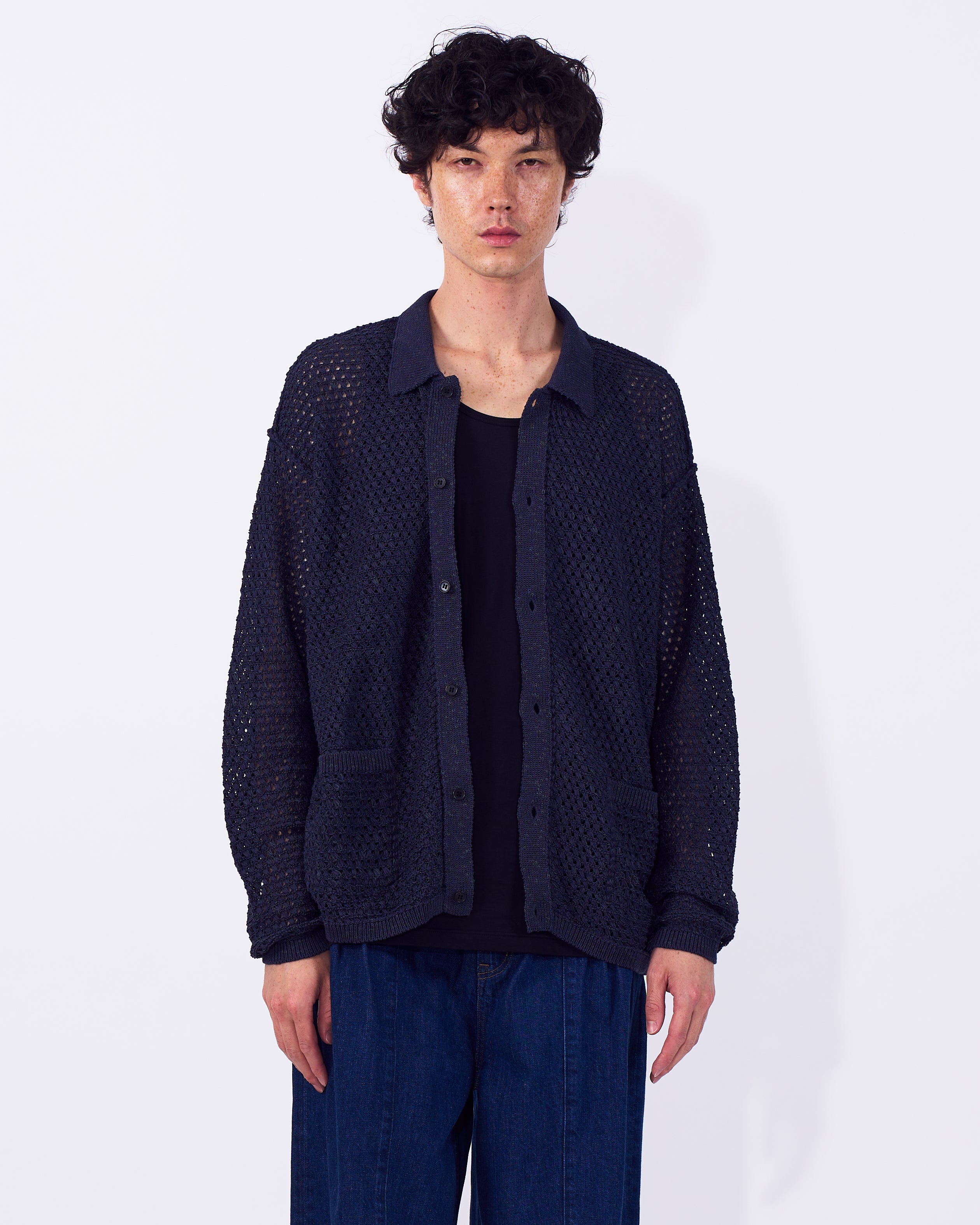 Mesh Knit Shirt Cardigan | YOKE Official Website