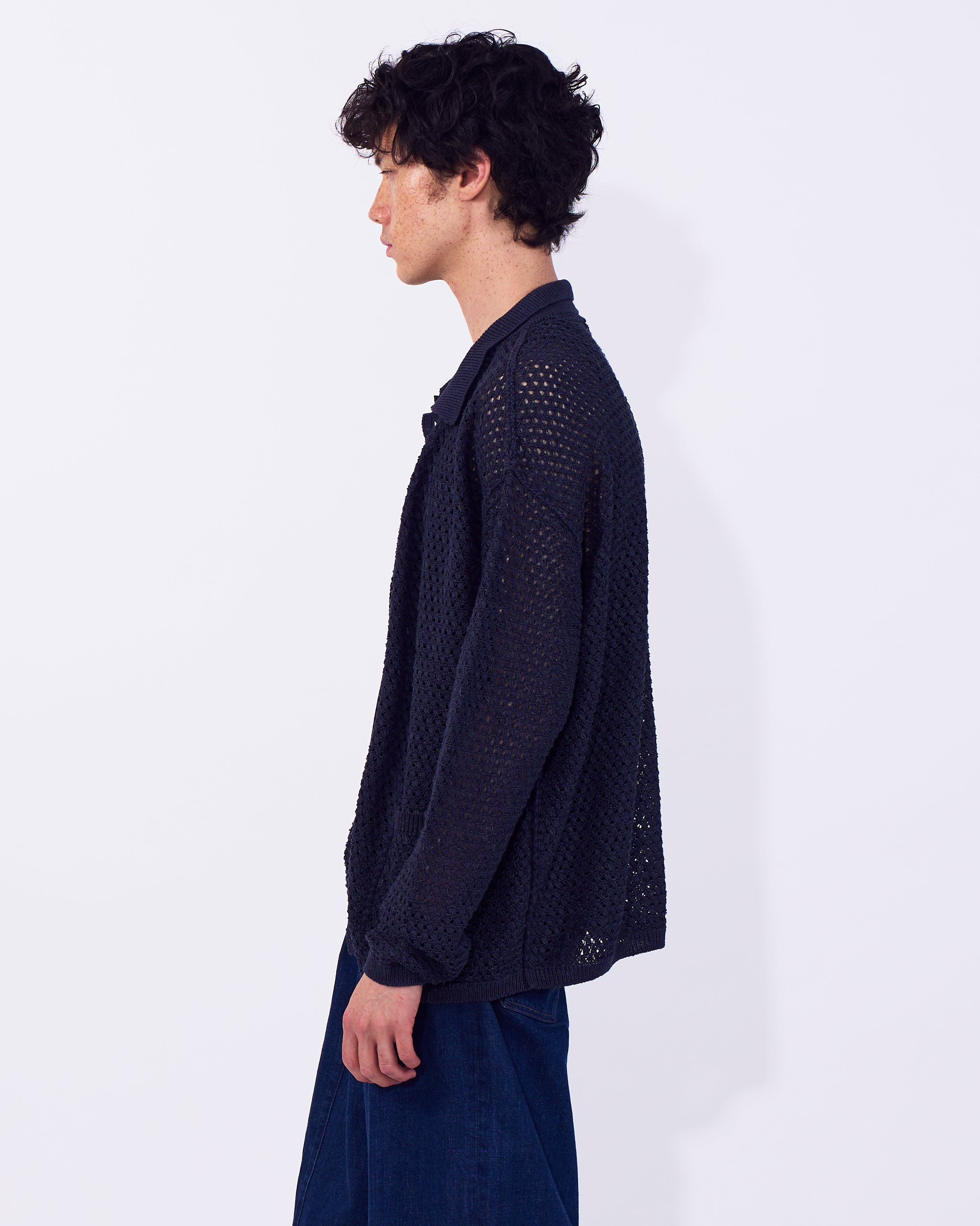 YOKE 23SS グラデーション カーディガン コットン ネイビー サイズ3 Mesh Knit Shirt Cardigan | YOKE Official Website