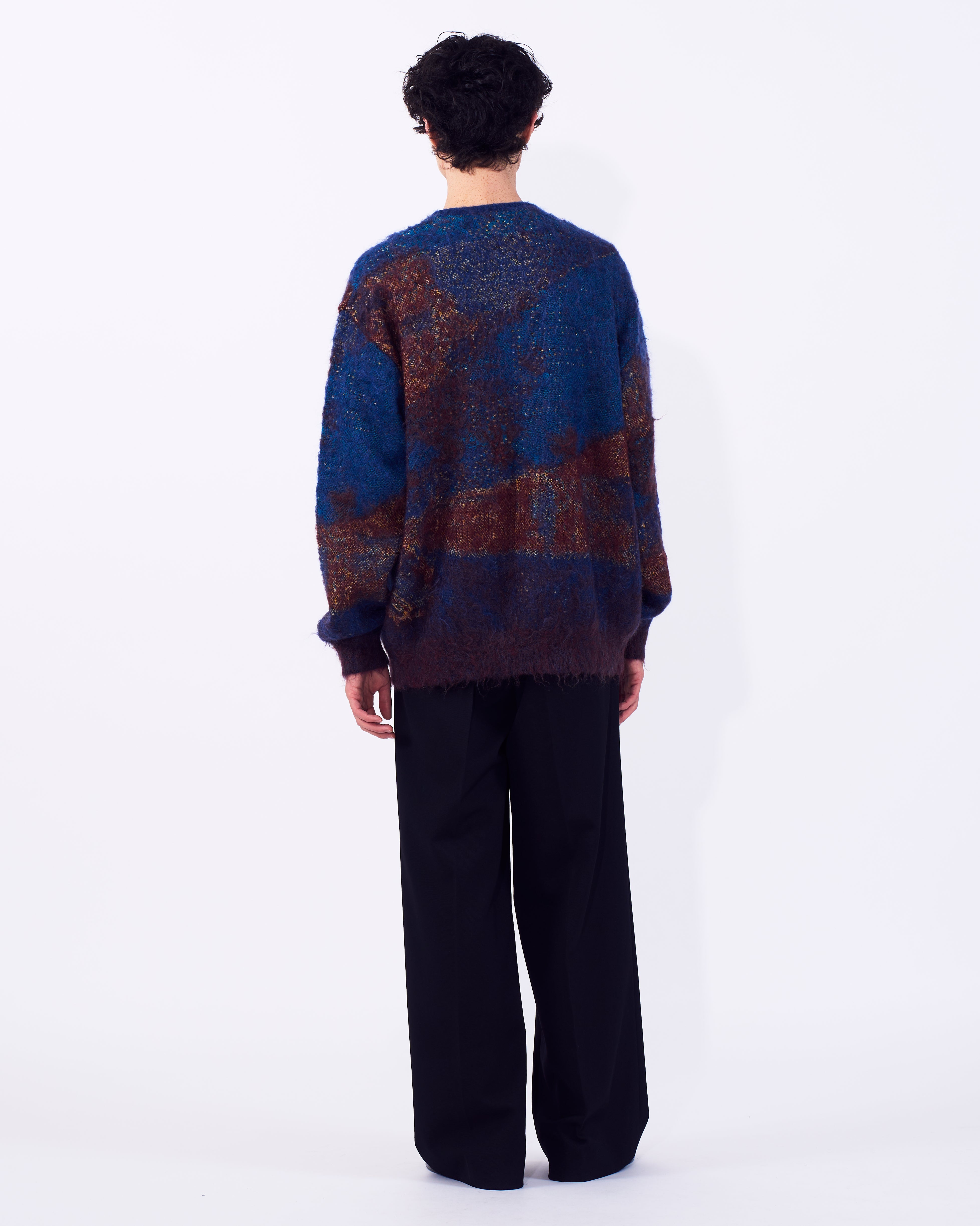 Abstract Jaquard Mohair Cardigan | YOKE Official Website