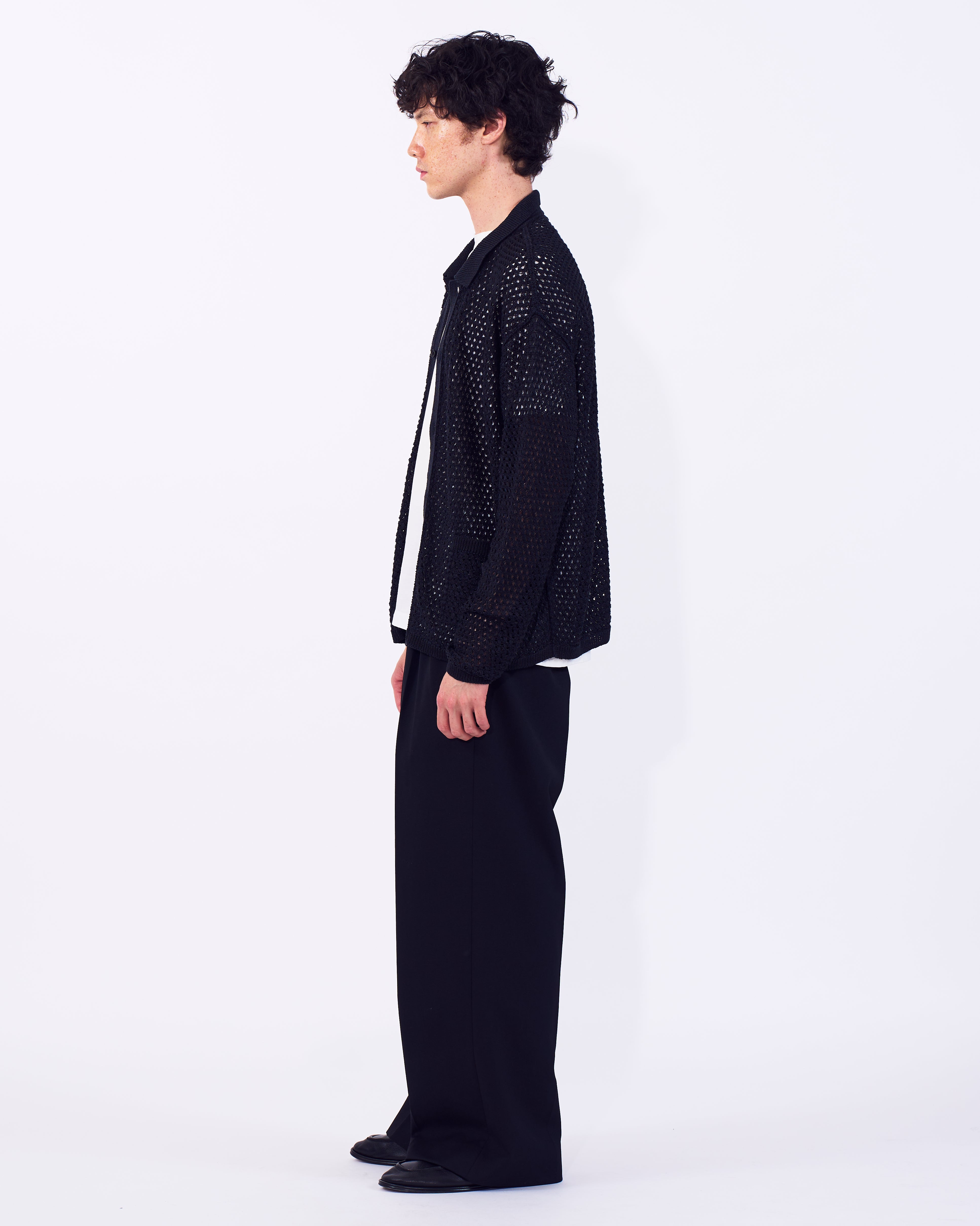 Mesh Knit Shirt Cardigan | YOKE Official Website