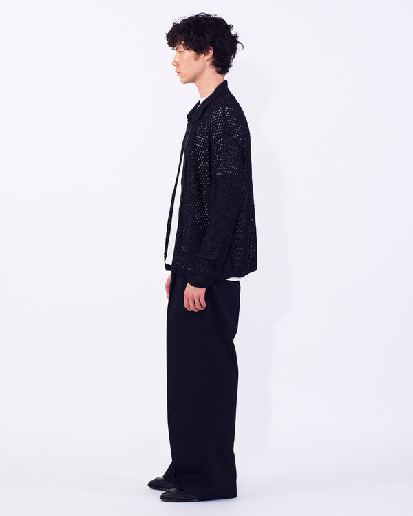 Cotton Mesh Knit Shirt Cardigan