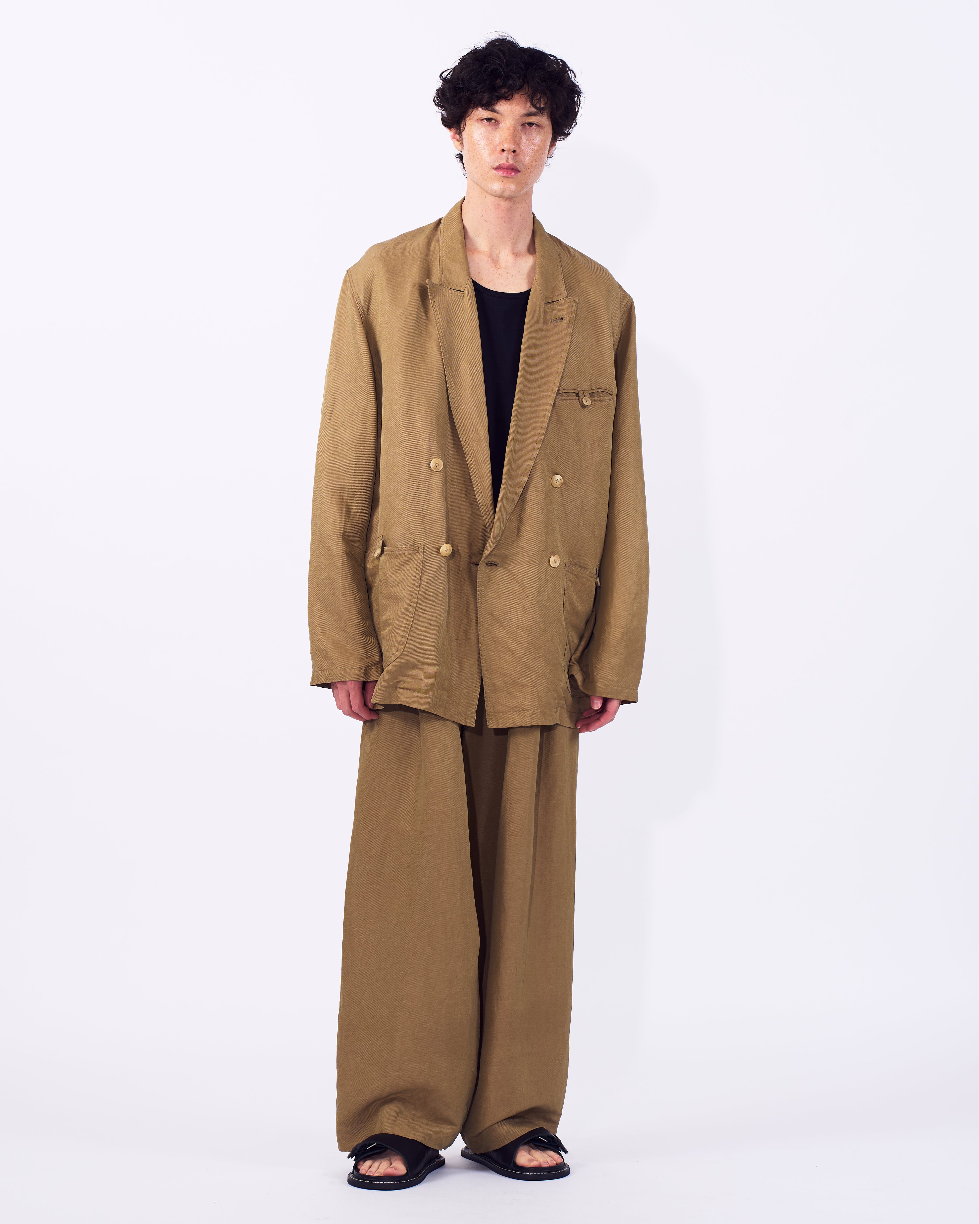 Linen Silk Kersey 3pleated Tapered Trousers | YOKE Official Website