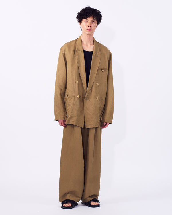 Linen Silk Kersey 3pleated Tapered Trousers