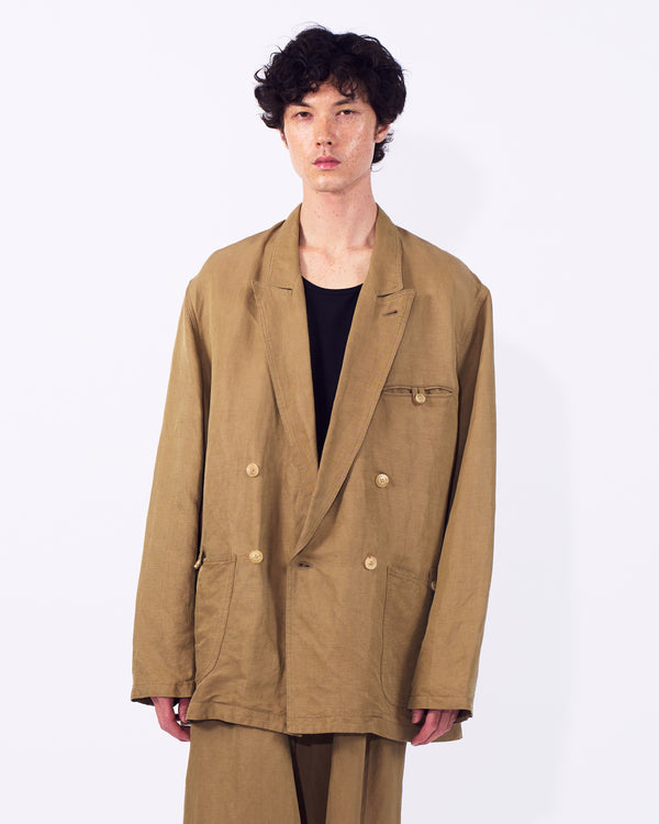 Linen Silk Kersey Double Breasted Blezer