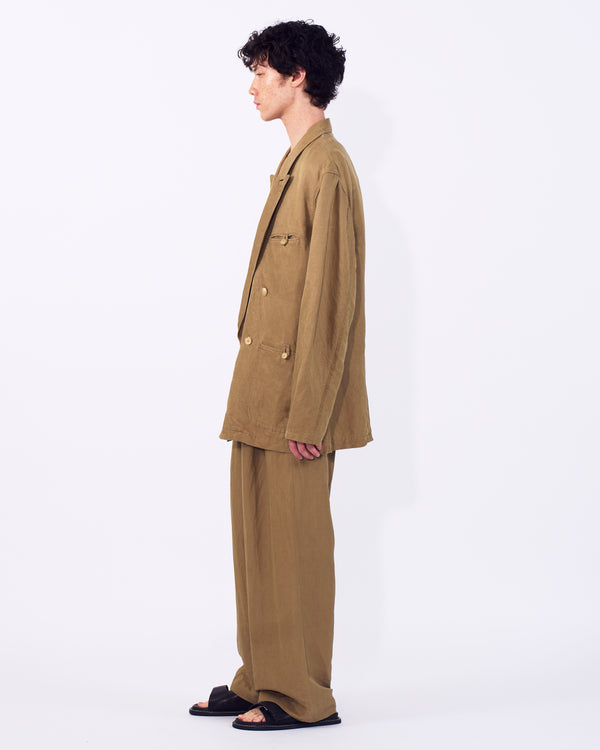 Linen Silk Kersey 3pleated Tapered Trousers