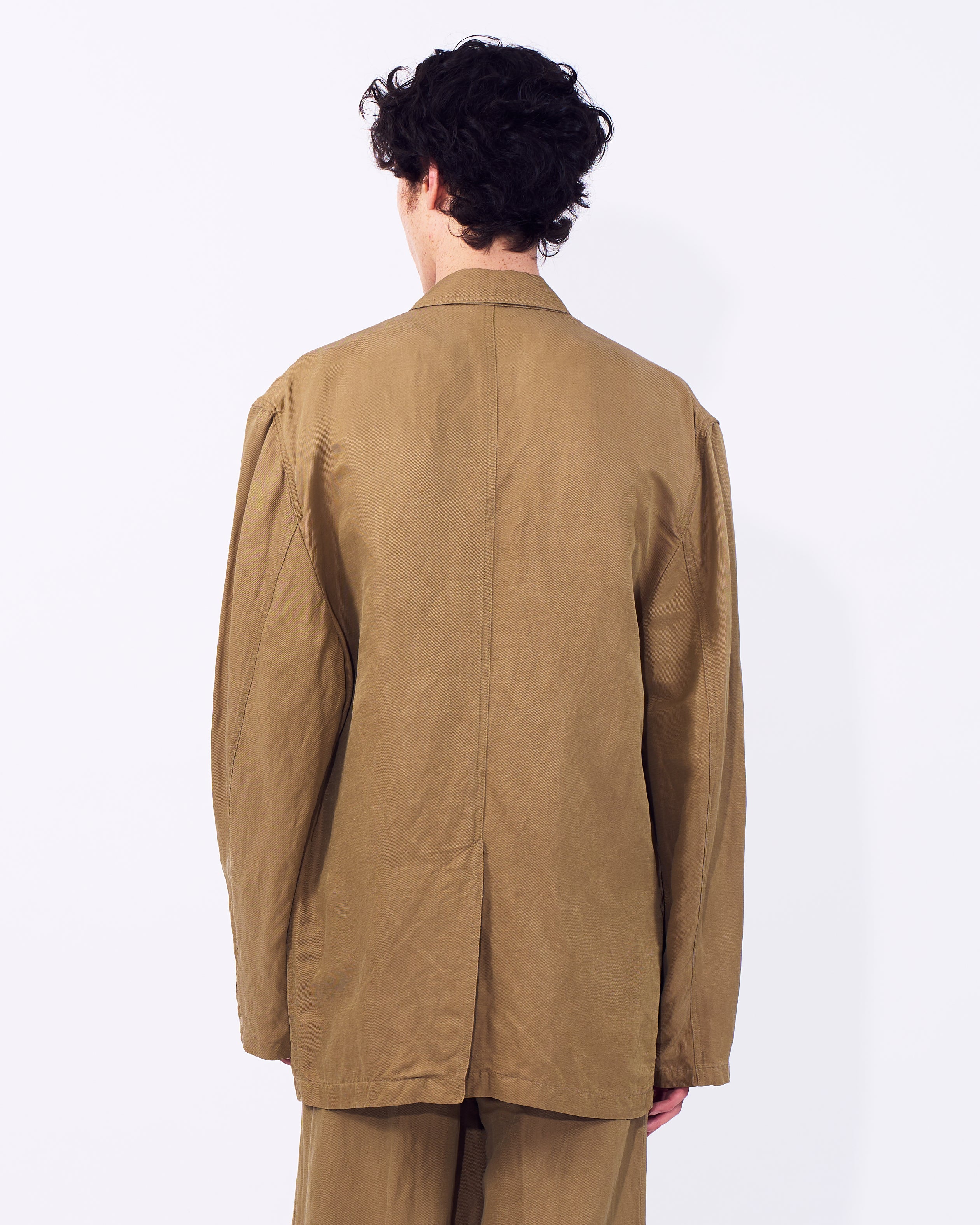 Linen Silk Kersey Double Breasted Blezer | YOKE Official Website