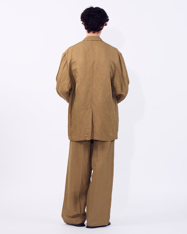 Linen Silk Kersey 3pleated Tapered Trousers