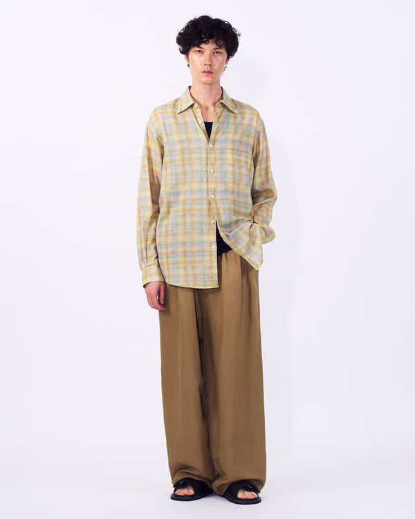 Printed Plaid Cotton Silk Twill Shirt
