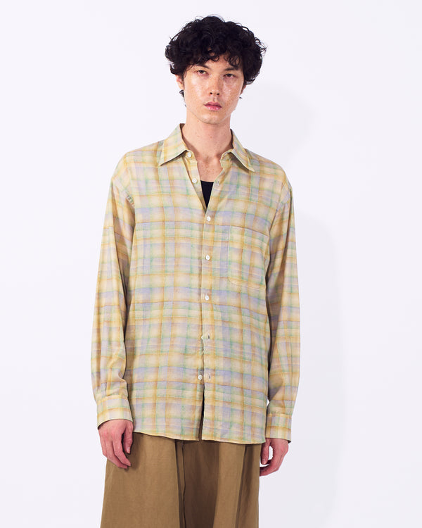 Printed Plaid Cotton Silk Twill Shirt