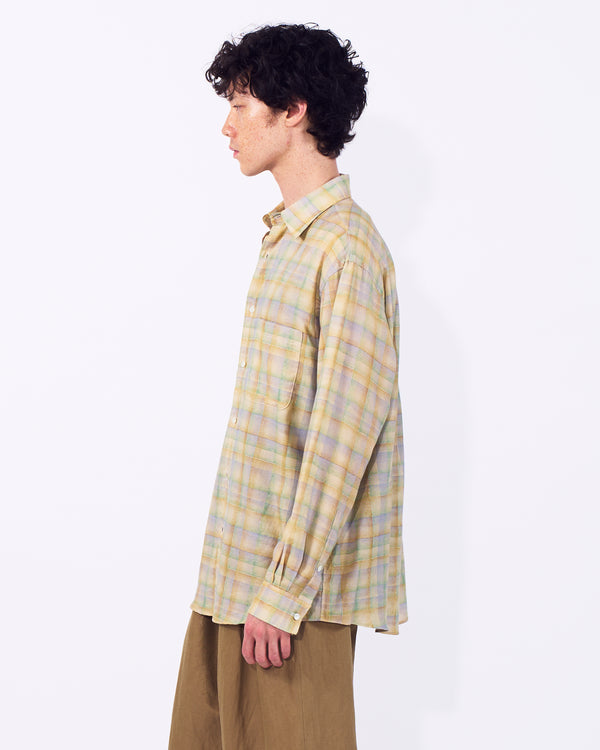 Printed Plaid Cotton Silk Twill Shirt
